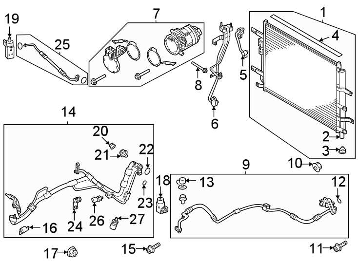 Diagram Air conditioner & heater. Compressor & lines. for your 2024 Kia Niro   