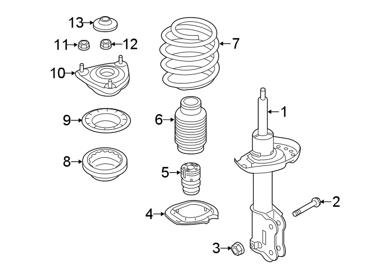 Front suspension. Struts & components.