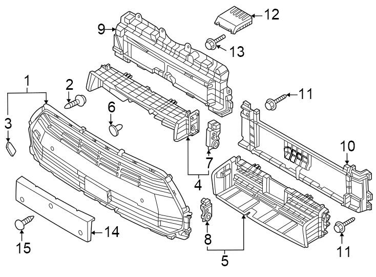 9Front bumper & grille. Grille & components.https://images.simplepart.com/images/parts/motor/fullsize/2491015.png