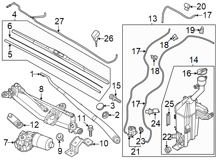 Diagram Windshield. Wiper & washer components. for your 2003 Kia Sorento   