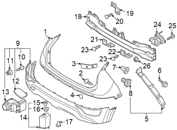 18Rear bumper. Bumper & components.https://images.simplepart.com/images/parts/motor/fullsize/2491830.png