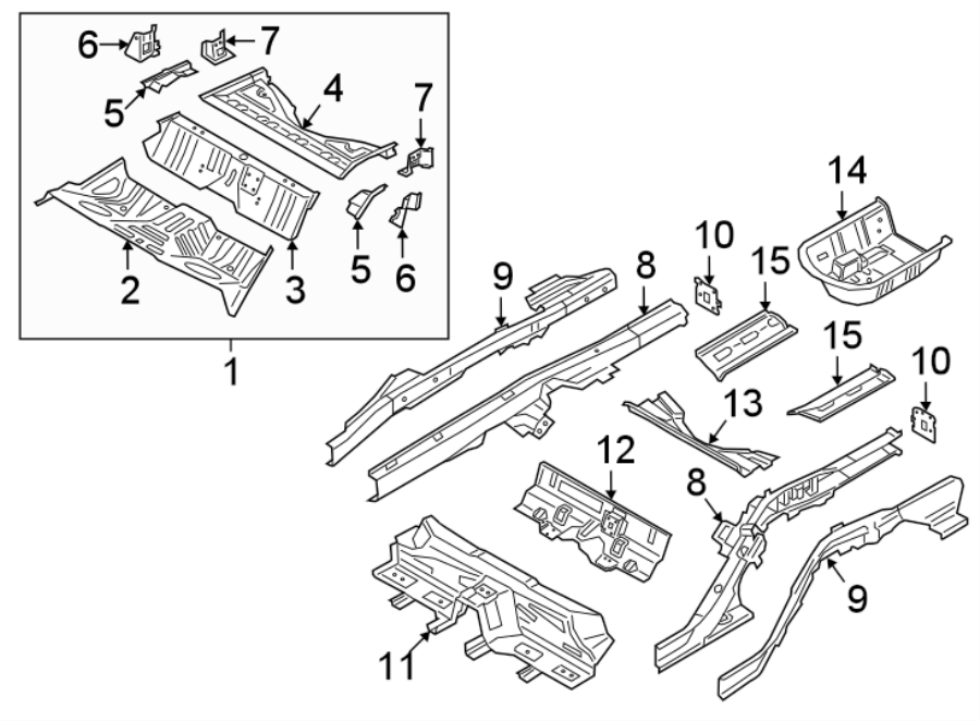 Kia Carnival Spare Tire Panel Floor Rear Rails Body