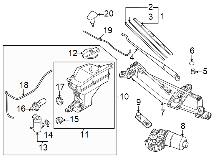Diagram Windshield. Wiper & washer components. for your Kia Sorento  