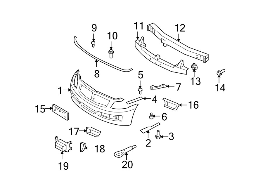 14FRONT BUMPER. BUMPER & COMPONENTS.https://images.simplepart.com/images/parts/motor/fullsize/3846565.png