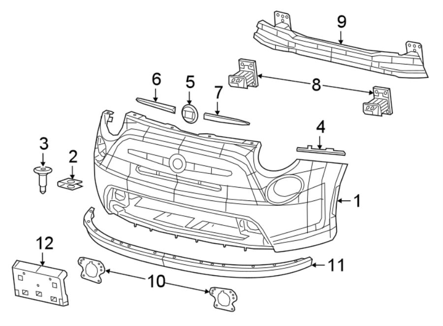 2FRONT BUMPER & GRILLE. BUMPER & COMPONENTS.https://images.simplepart.com/images/parts/motor/fullsize/3910007.png