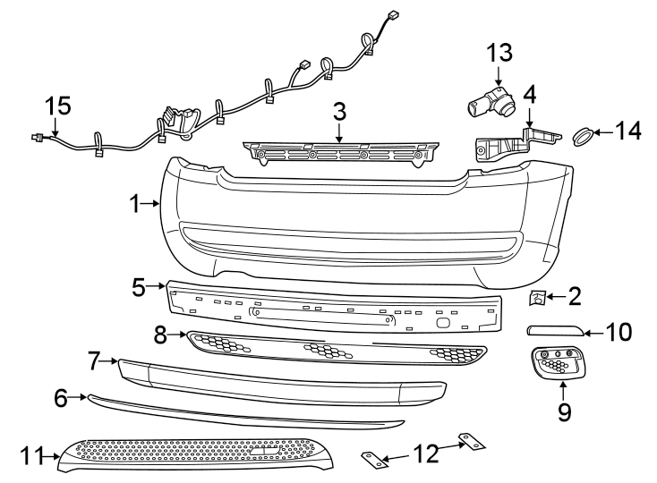 REAR BUMPER. BUMPER & COMPONENTS.