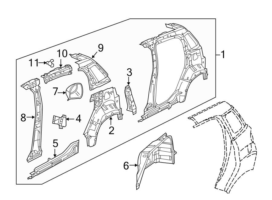 11QUARTER PANEL. INNER STRUCTURE.https://images.simplepart.com/images/parts/motor/fullsize/3920480.png