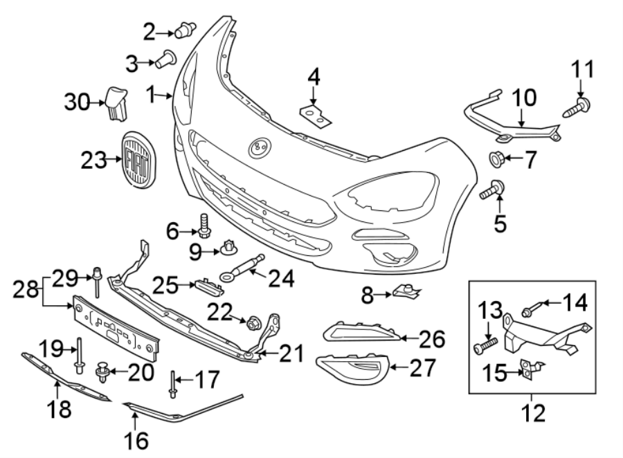 15FRONT BUMPER & GRILLE. BUMPER & COMPONENTS.https://images.simplepart.com/images/parts/motor/fullsize/3940010.png