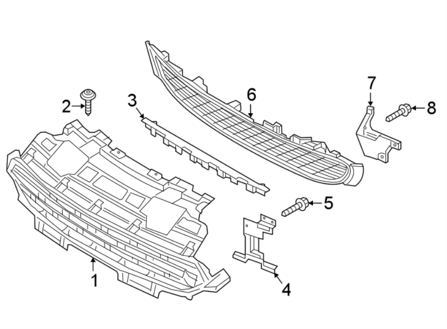 7FRONT BUMPER & GRILLE. GRILLE & COMPONENTS.https://images.simplepart.com/images/parts/motor/fullsize/3940020.png