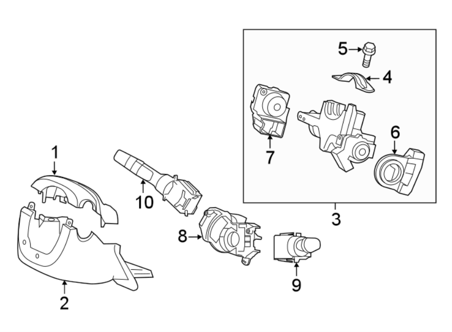 STEERING COLUMN. SHROUD. SWITCHES & LEVERS.