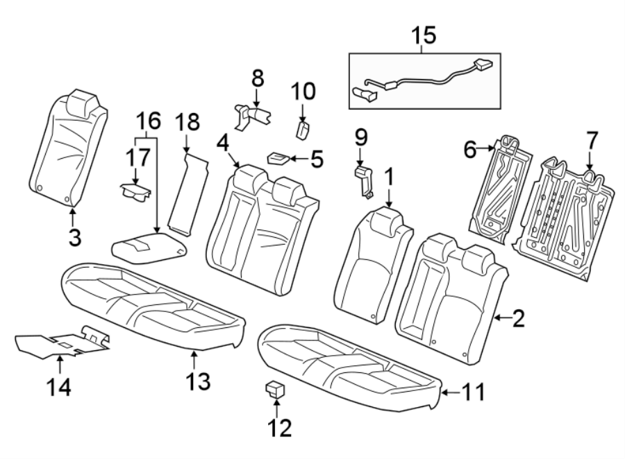 SEATS & TRACKS. REAR SEAT COMPONENTS.