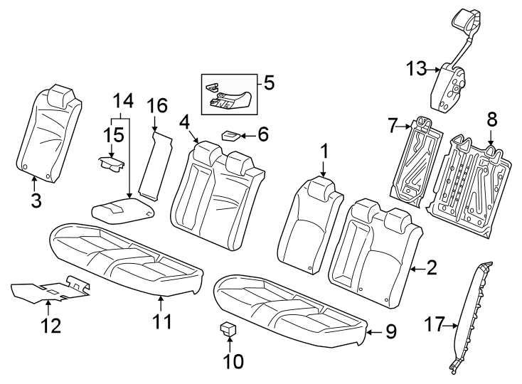 Seats & tracks. Rear seat components.