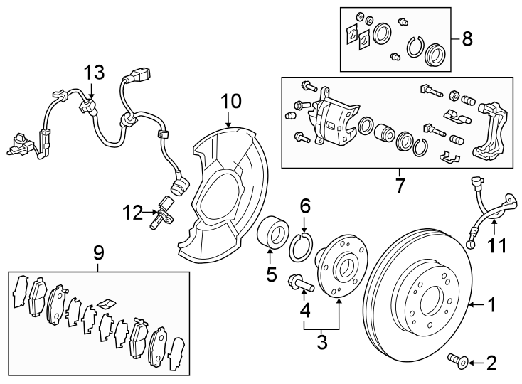 FRONT SUSPENSION. BRAKE COMPONENTS.