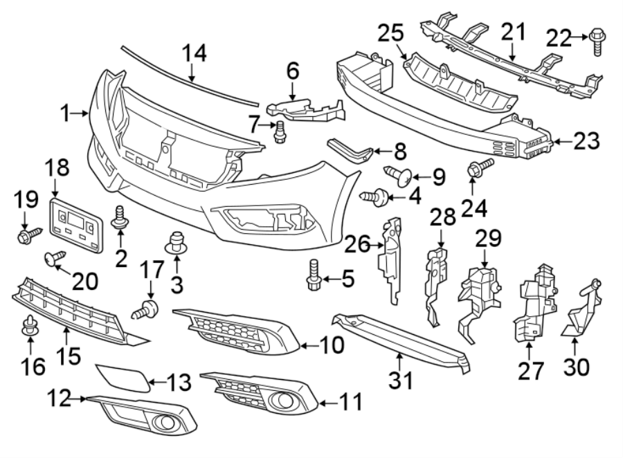 24Front bumper & grille. Bumper & components.https://images.simplepart.com/images/parts/motor/fullsize/4411005.png