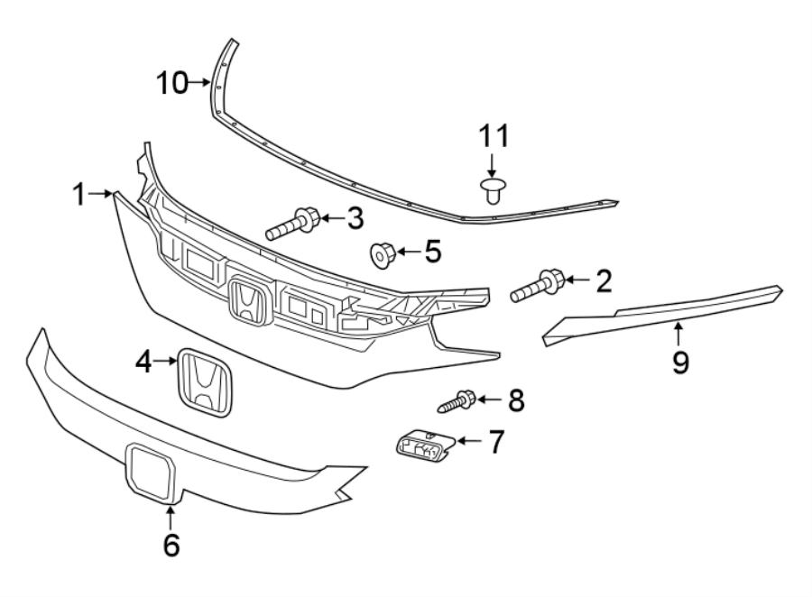 3FRONT BUMPER & GRILLE. GRILLE & COMPONENTS.https://images.simplepart.com/images/parts/motor/fullsize/4411025.png