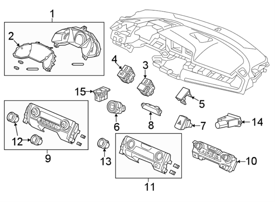 INSTRUMENT PANEL. CLUSTER & SWITCHES.