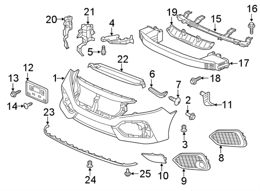 18FRONT BUMPER & GRILLE. BUMPER & COMPONENTS.https://images.simplepart.com/images/parts/motor/fullsize/4412005.png