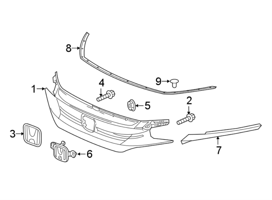 4FRONT BUMPER & GRILLE. GRILLE & COMPONENTS.https://images.simplepart.com/images/parts/motor/fullsize/4412015.png