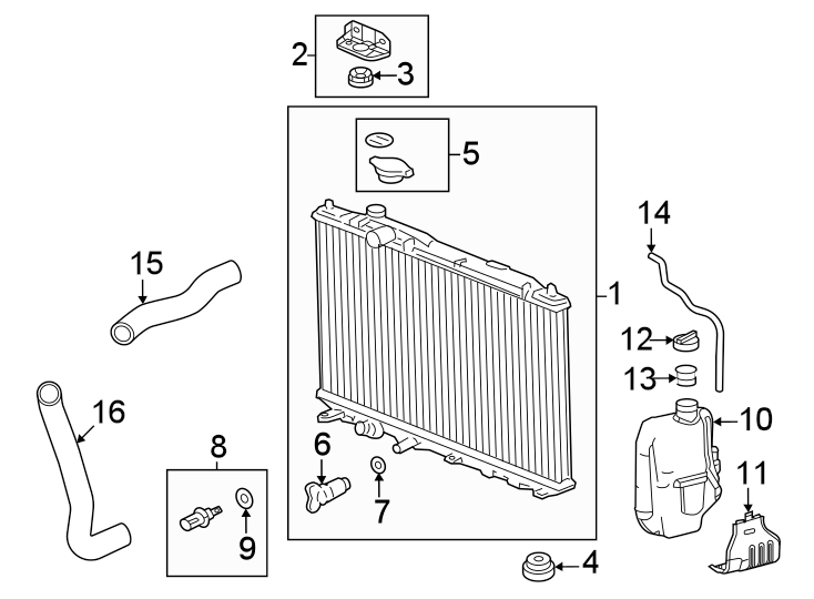 16Radiator & components.https://images.simplepart.com/images/parts/motor/fullsize/4414045.png