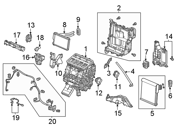 12Air conditioner & heater. Evaporator & heater components.https://images.simplepart.com/images/parts/motor/fullsize/4414100.png