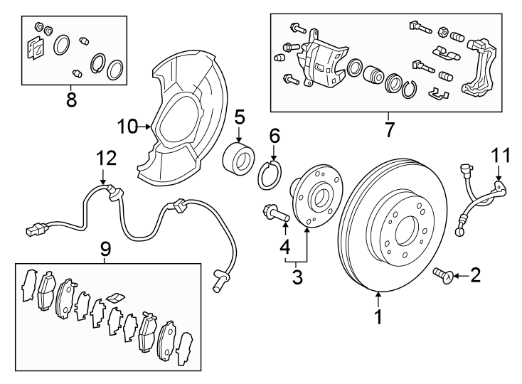 7Front suspension. Brake components.https://images.simplepart.com/images/parts/motor/fullsize/4414275.png