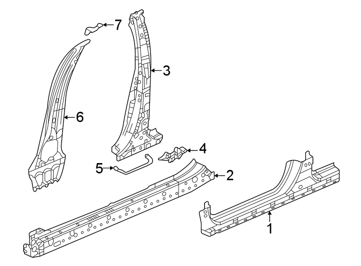 5Pillars. Restraint systems. Rocker & floor. Center pillar.https://images.simplepart.com/images/parts/motor/fullsize/4414535.png