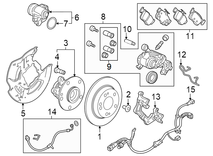 Rear suspension. Brake components.