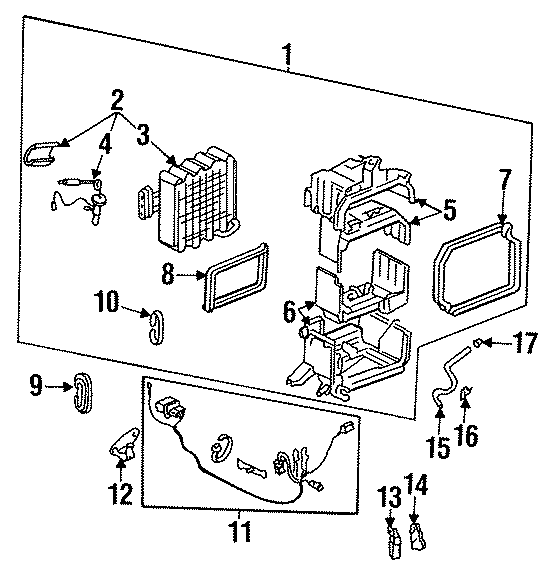 AIR CONDITIONER & HEATER. EVAPORATOR COMPONENTS.