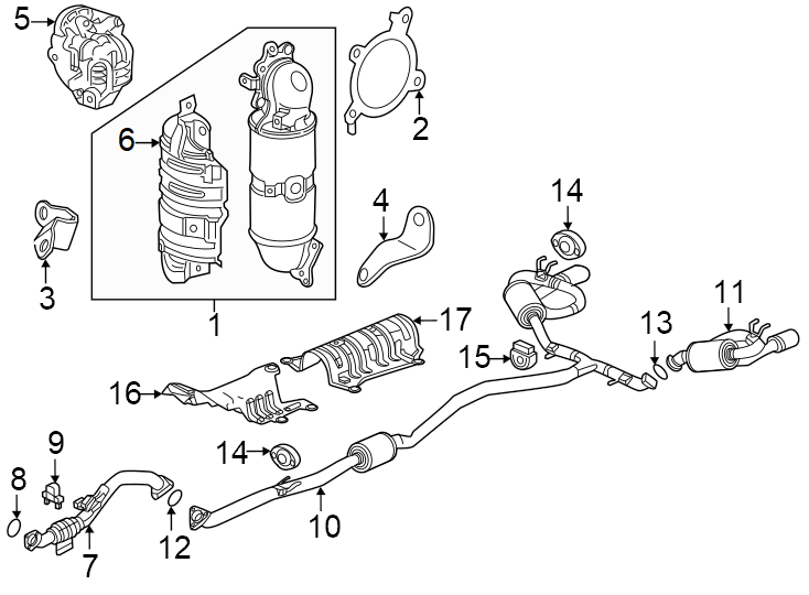 16Exhaust system. Exhaust components.https://images.simplepart.com/images/parts/motor/fullsize/4418246.png