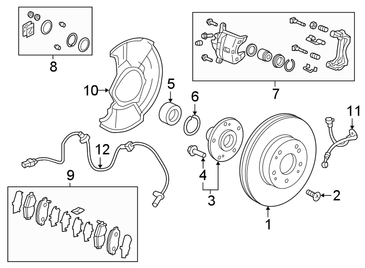 7Front suspension. Brake components.https://images.simplepart.com/images/parts/motor/fullsize/4418275.png