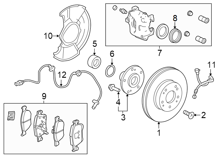 12Front suspension. Brake components.https://images.simplepart.com/images/parts/motor/fullsize/4418281.png