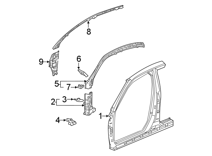 5Pillars. Rocker & floor. Aperture panel. Hinge pillar.https://images.simplepart.com/images/parts/motor/fullsize/4418510.png