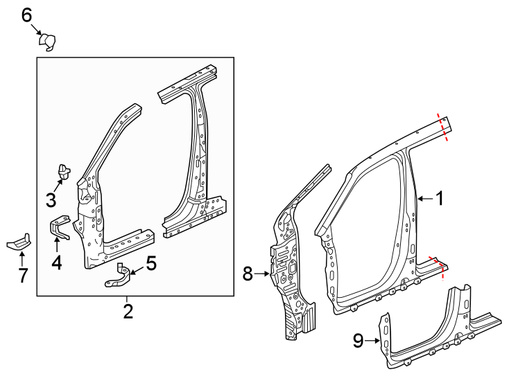 8PILLARS. ROCKER & FLOOR. APERTURE PANEL. HINGE PILLAR.https://images.simplepart.com/images/parts/motor/fullsize/4419430.png