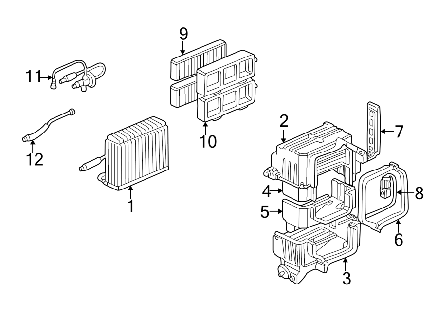 AIR CONDITIONER & HEATER. EVAPORATOR COMPONENTS.