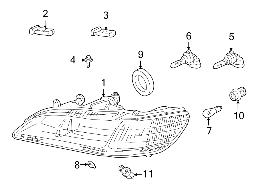 11Front lamps. Headlamp components.https://images.simplepart.com/images/parts/motor/fullsize/4423020.png