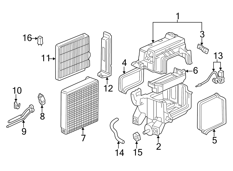 AIR CONDITIONER & HEATER. EVAPORATOR COMPONENTS.