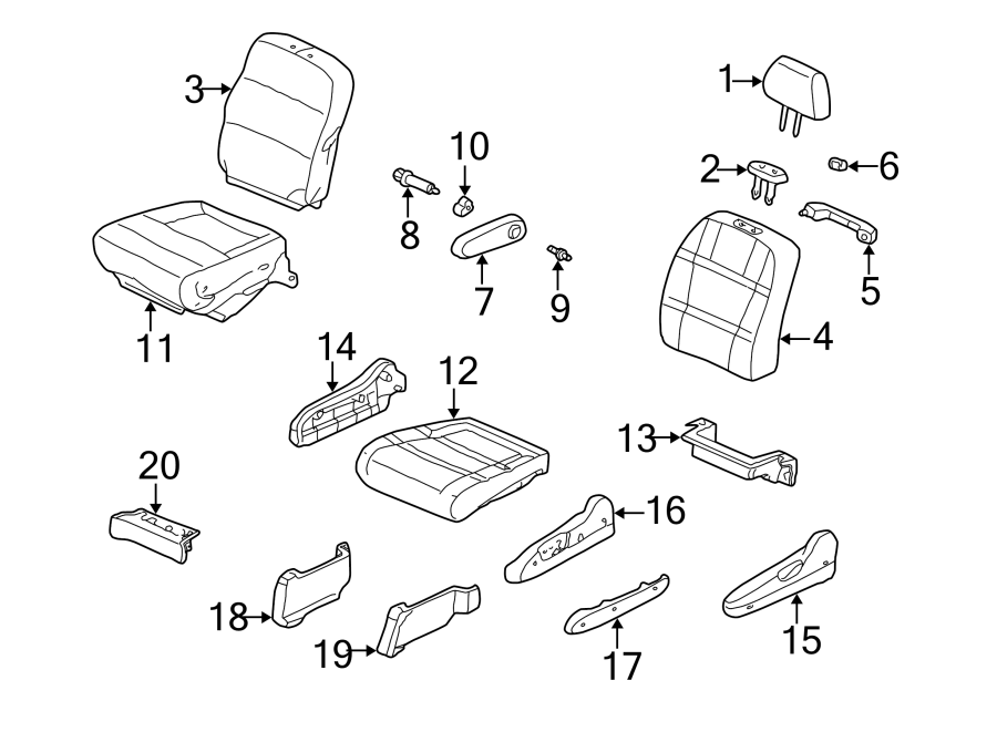 SEATS & TRACKS. DRIVER SEAT COMPONENTS.