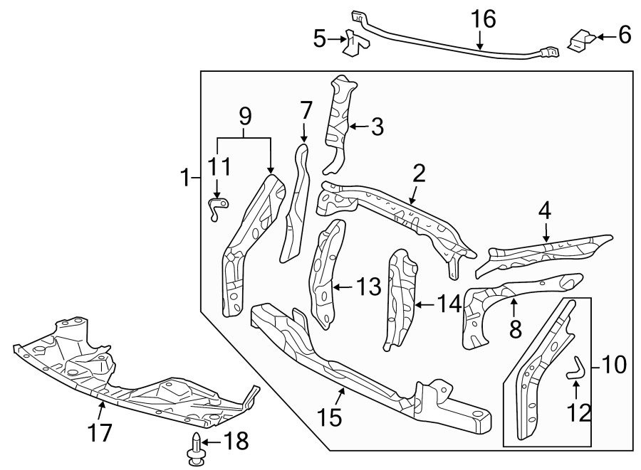 18RADIATOR SUPPORT. SPLASH SHIELDS.https://images.simplepart.com/images/parts/motor/fullsize/4428030.png