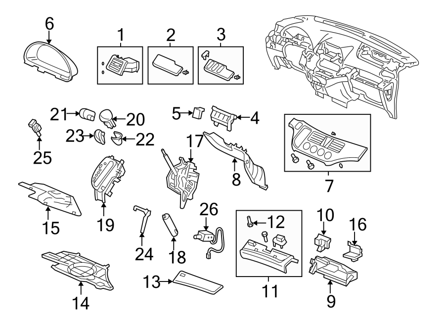 INSTRUMENT PANEL COMPONENTS.