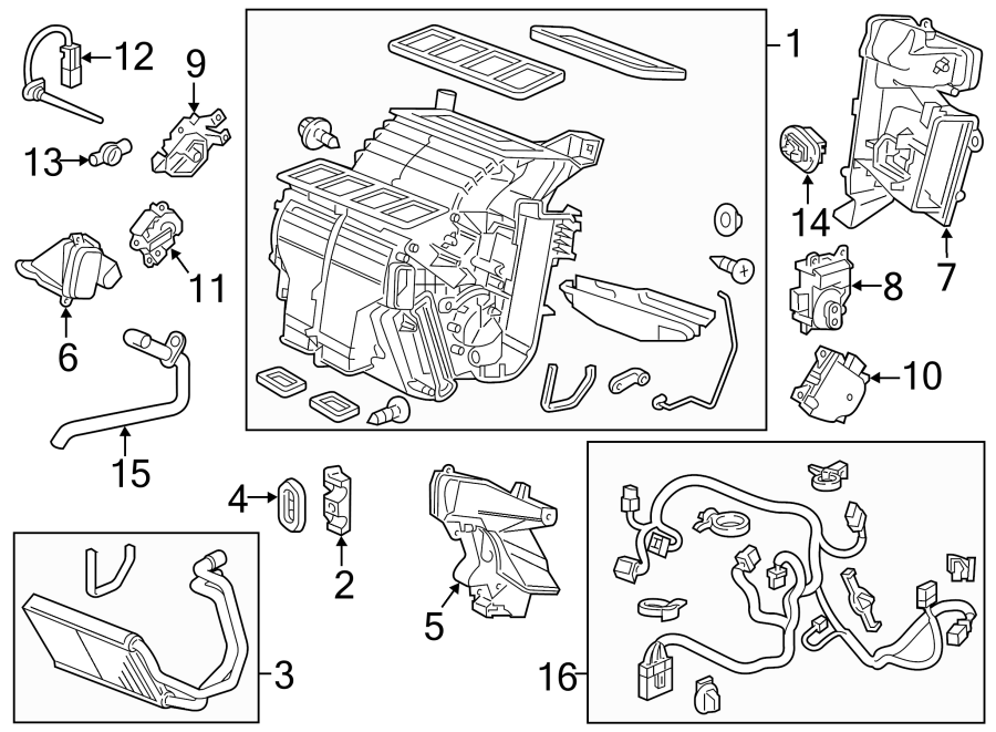 AIR CONDITIONER & HEATER. EVAPORATOR & HEATER COMPONENTS.