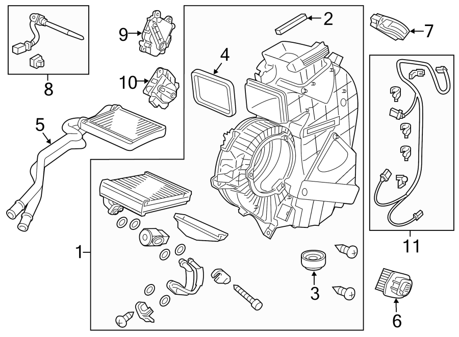 AIR CONDITIONER & HEATER. EVAPORATOR & HEATER COMPONENTS.