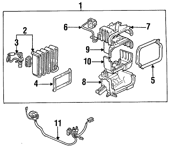 AIR CONDITIONER & HEATER. EVAPORATOR COMPONENTS.