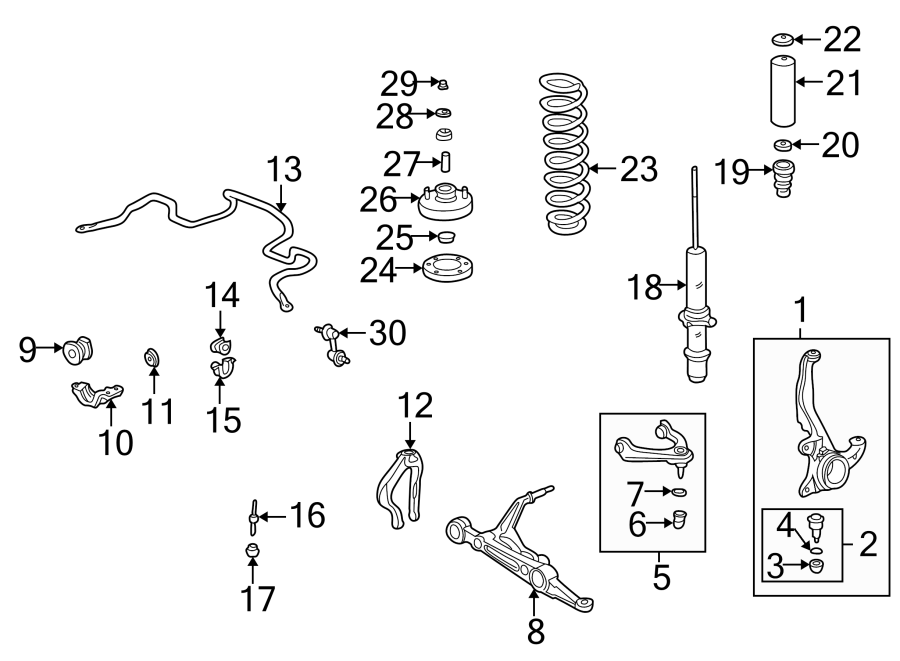 FRONT SUSPENSION. SUSPENSION COMPONENTS.