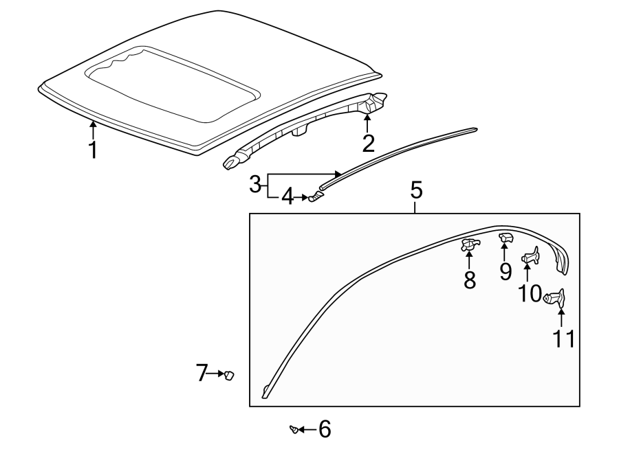 5EXTERIOR TRIM. ROOF & COMPONENTS.https://images.simplepart.com/images/parts/motor/fullsize/4431315.png