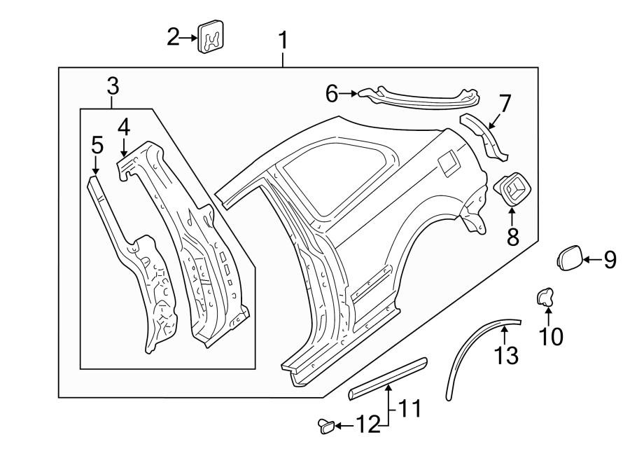 12Exterior trim. Quarter panel & components.https://images.simplepart.com/images/parts/motor/fullsize/4431460.png