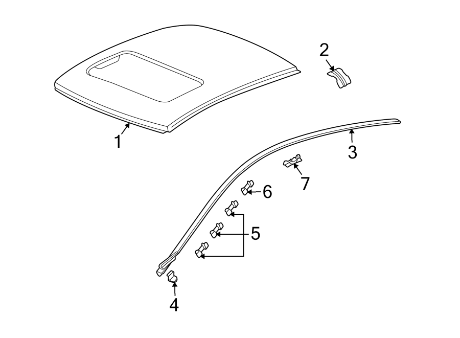 7EXTERIOR TRIM. ROOF & COMPONENTS.https://images.simplepart.com/images/parts/motor/fullsize/4436590.png