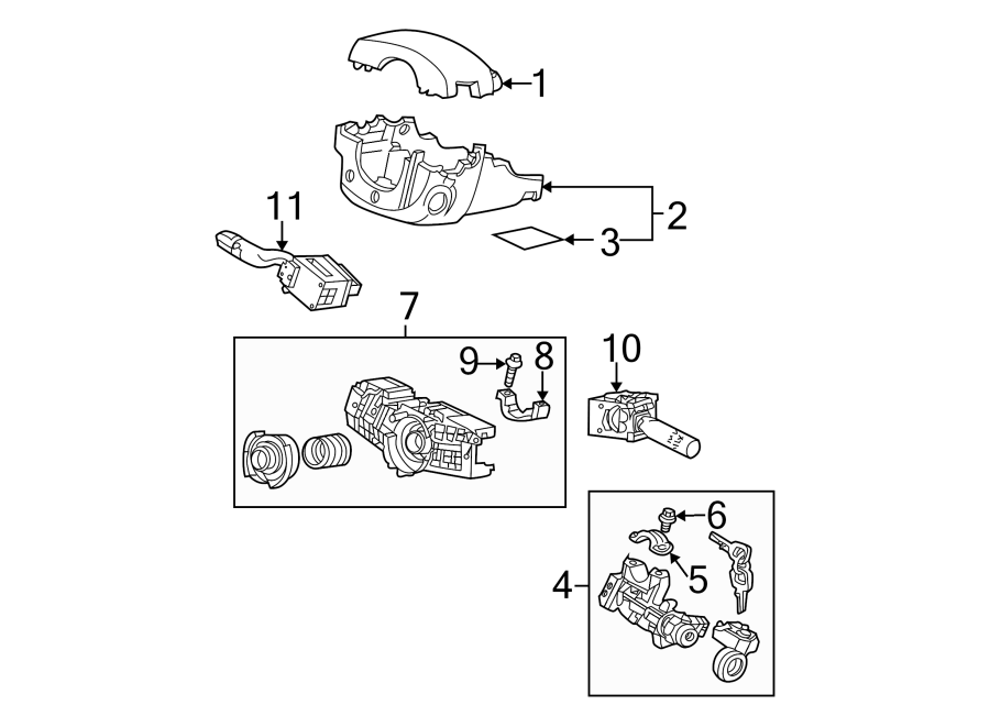 11STEERING COLUMN. SHROUD. SWITCHES & LEVERS.https://images.simplepart.com/images/parts/motor/fullsize/4438390.png