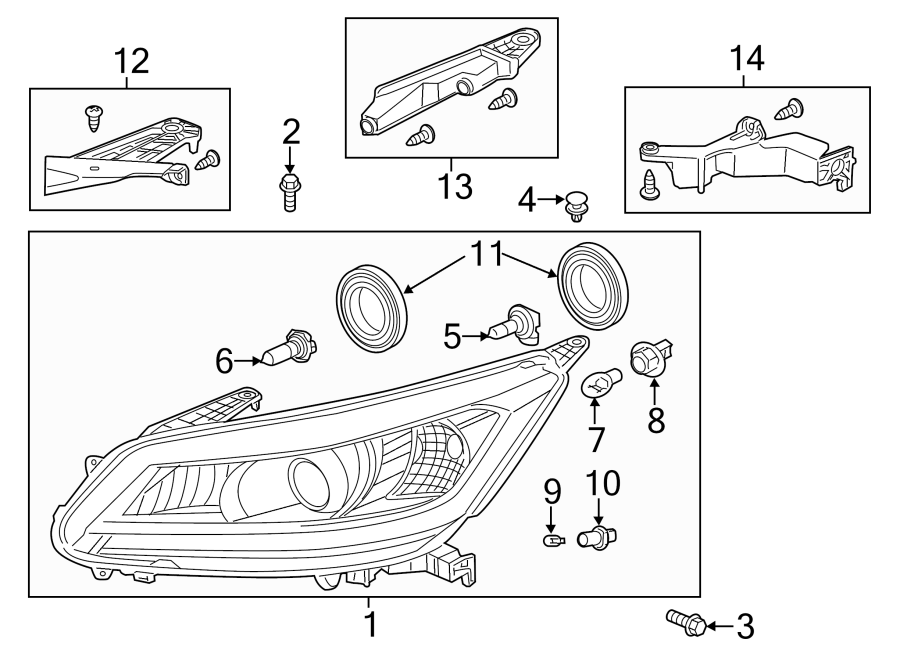 FRONT LAMPS. HEADLAMP COMPONENTS.