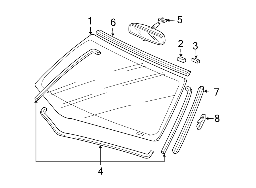 8WINDSHIELD. GLASS. REVEAL MOLDINGS.https://images.simplepart.com/images/parts/motor/fullsize/4441225.png