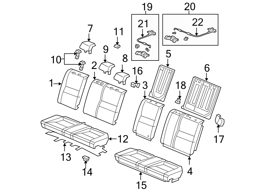 SEATS & TRACKS. REAR SEAT COMPONENTS.